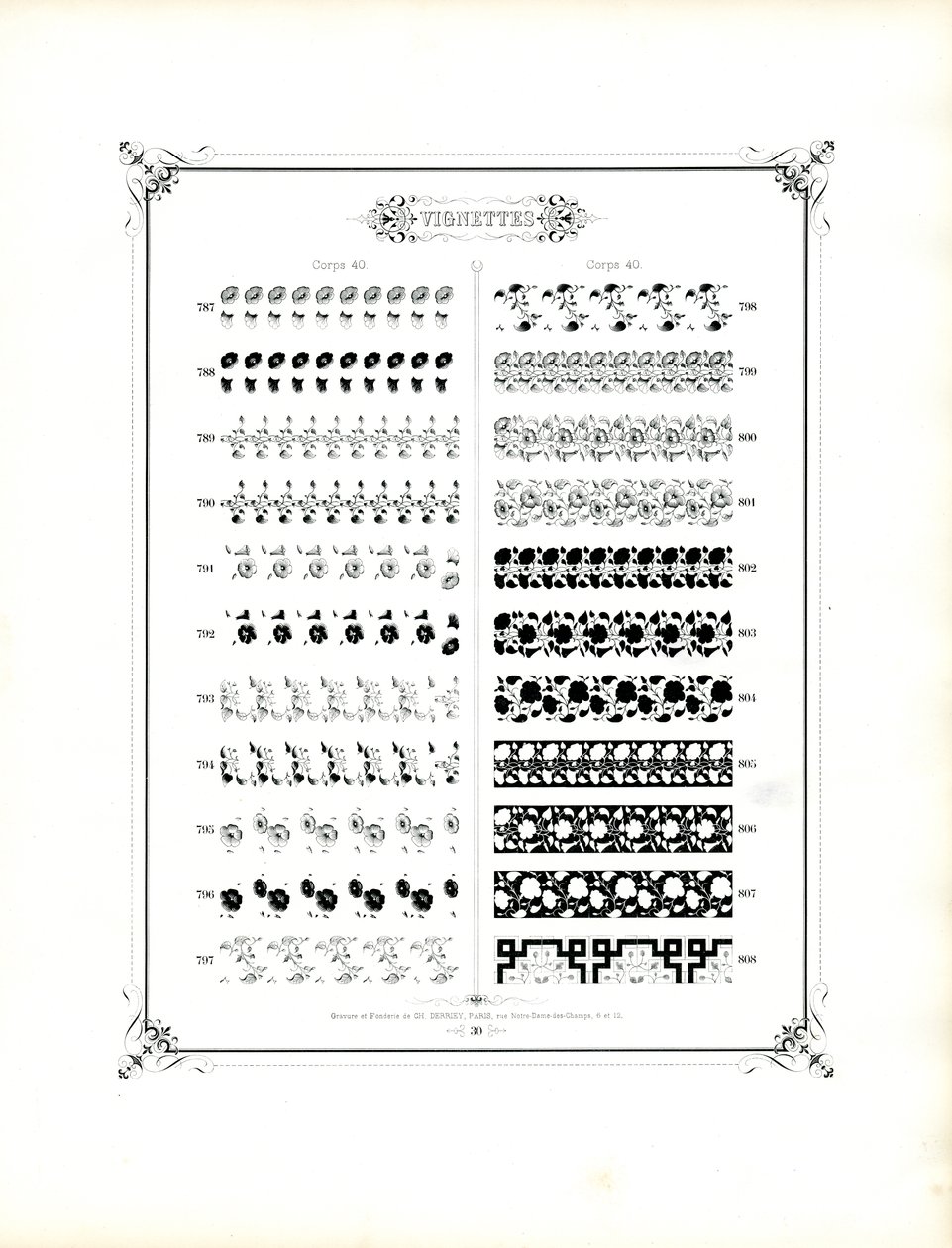 Floral and Geometric Ornaments for Book Printing by Charles Derriey