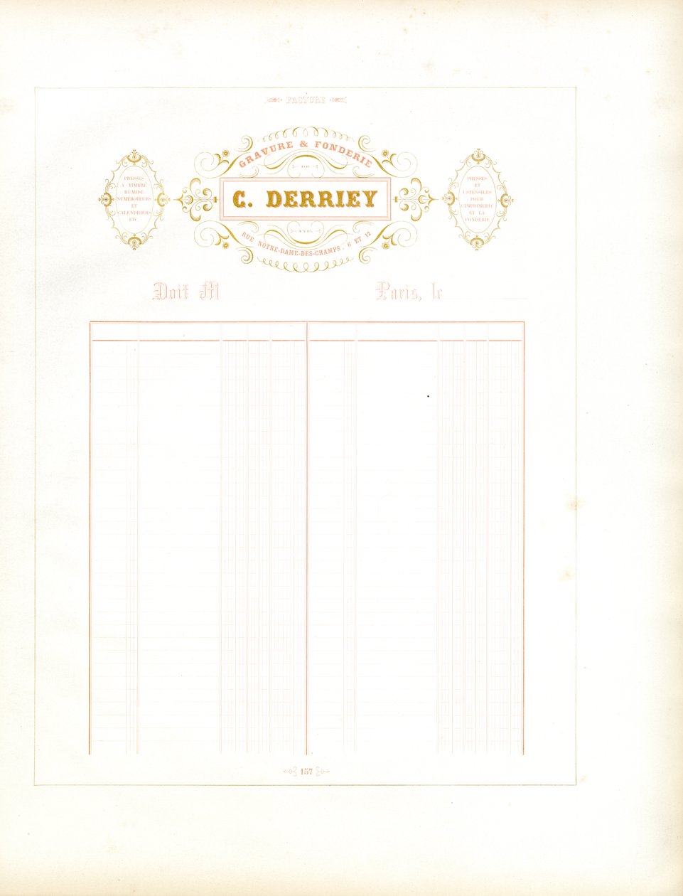 Golden Letterhead of Maison C. Derriey by Charles Derriey