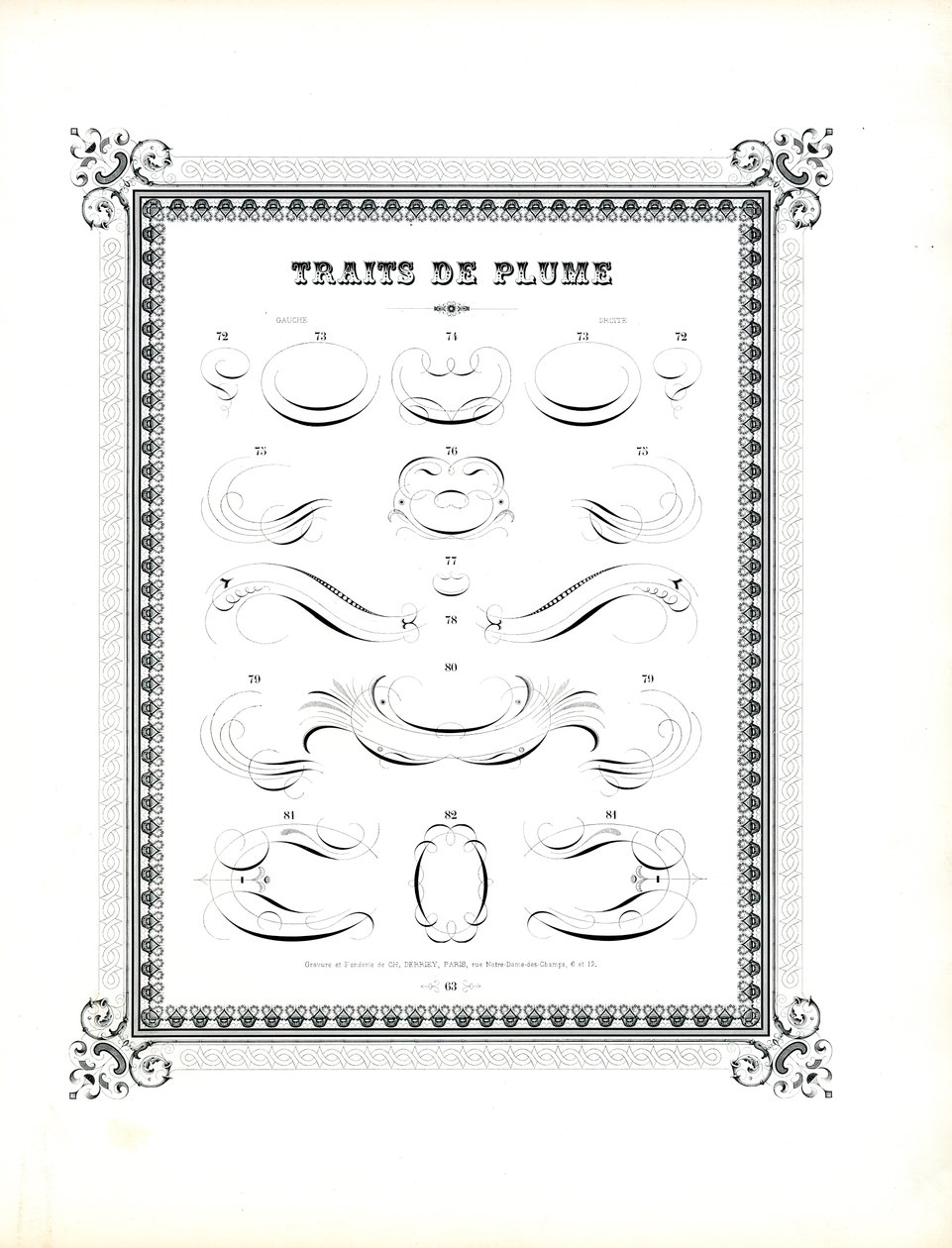 Large-Format Calligraphic Pen Flourishes by Charles Derriey