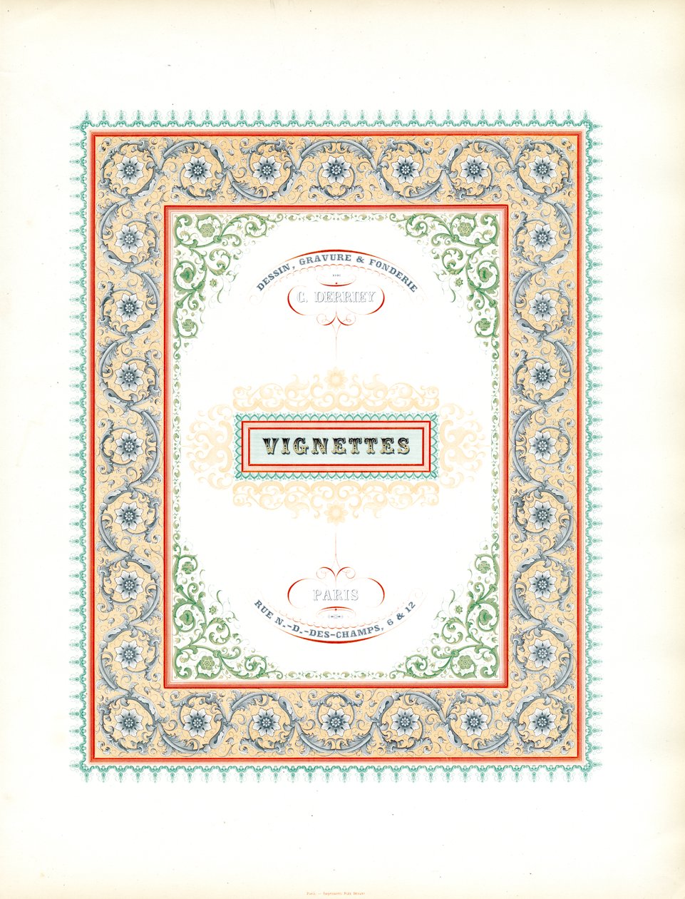 Magnificent Title Page for Vignettes by Charles Derriey
