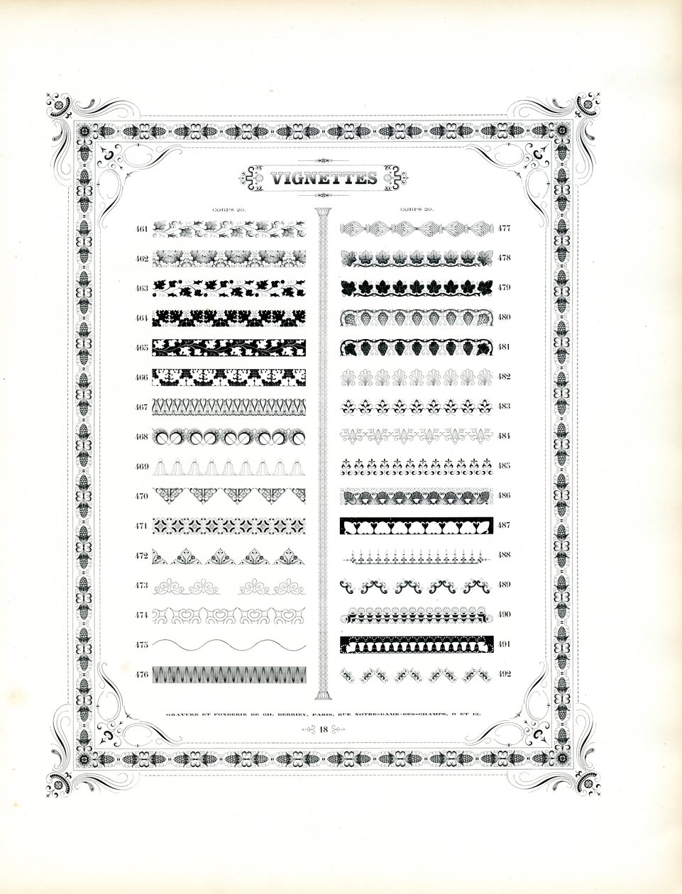 Ornamental Borders and Vignettes, Corps 20 (Continuation) by Charles Derriey