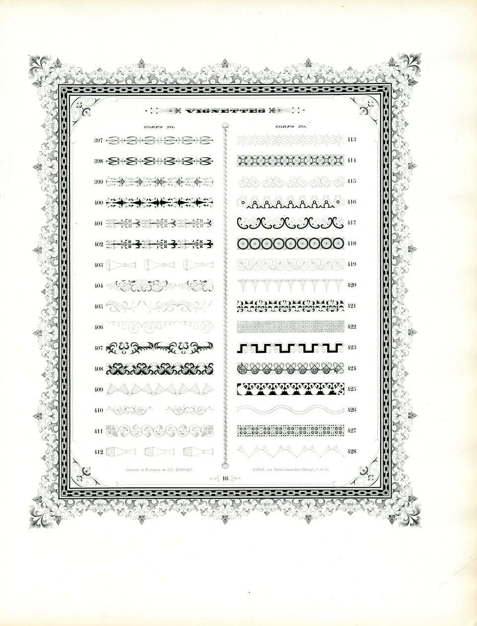 Ornamental Borders and Vignettes, Corps 20 by Charles Derriey
