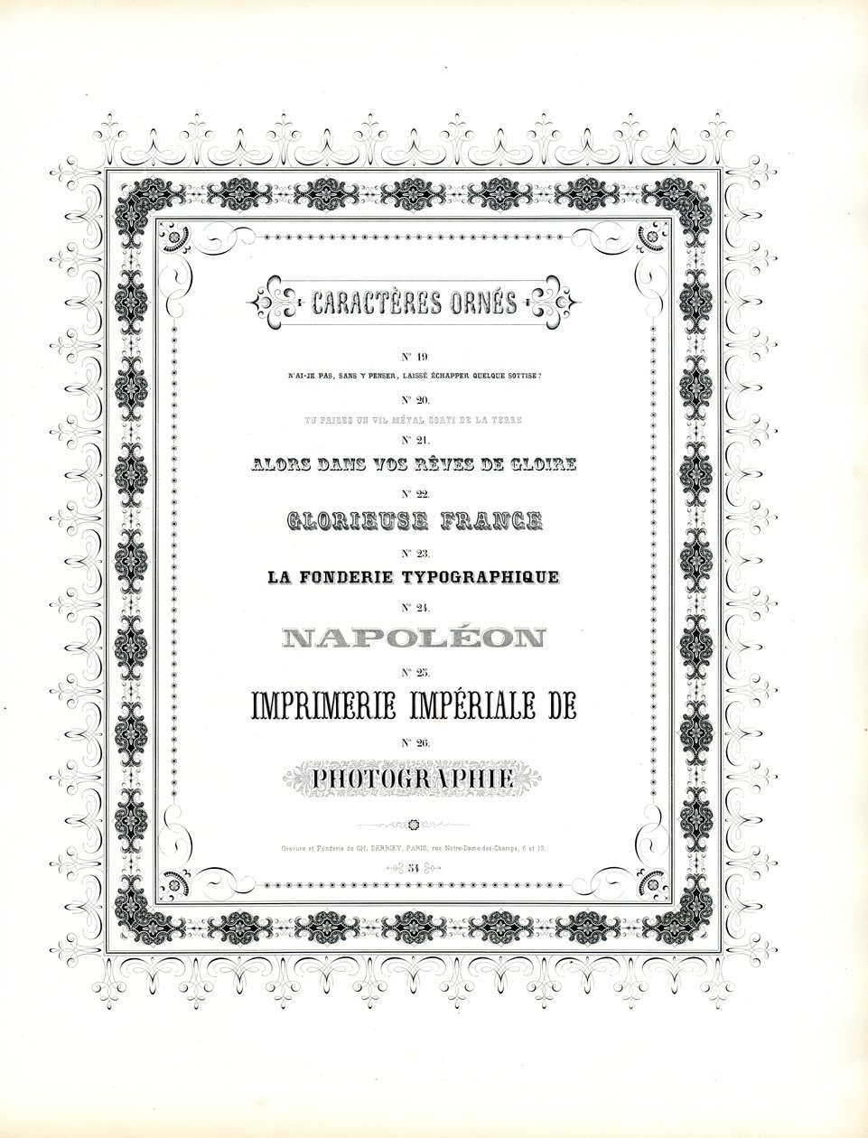 Ornamental Typefaces with Decorative Frame by Charles Derriey