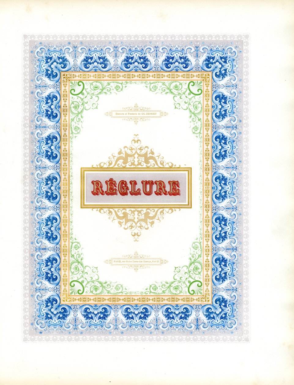 Polychrome Ornamental Frame with Title Shield by Charles Derriey