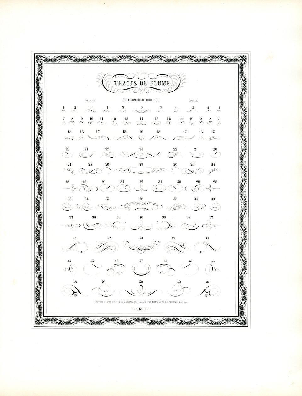 Sample Catalog for Calligraphic Pen Flourishes - First Series by Charles Derriey