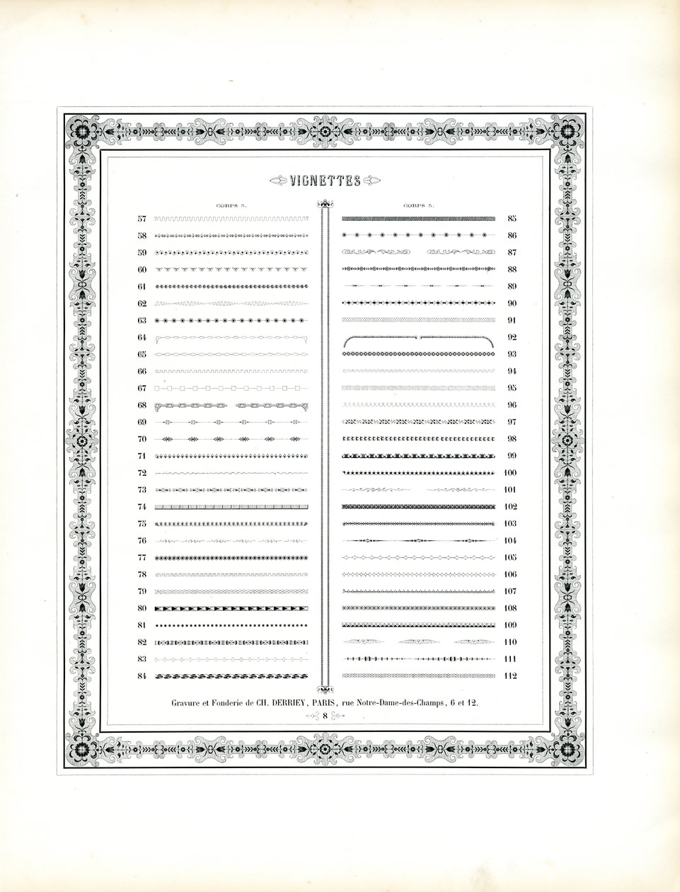 Vignette Specimen Catalog Sheet 2 by Charles Derriey