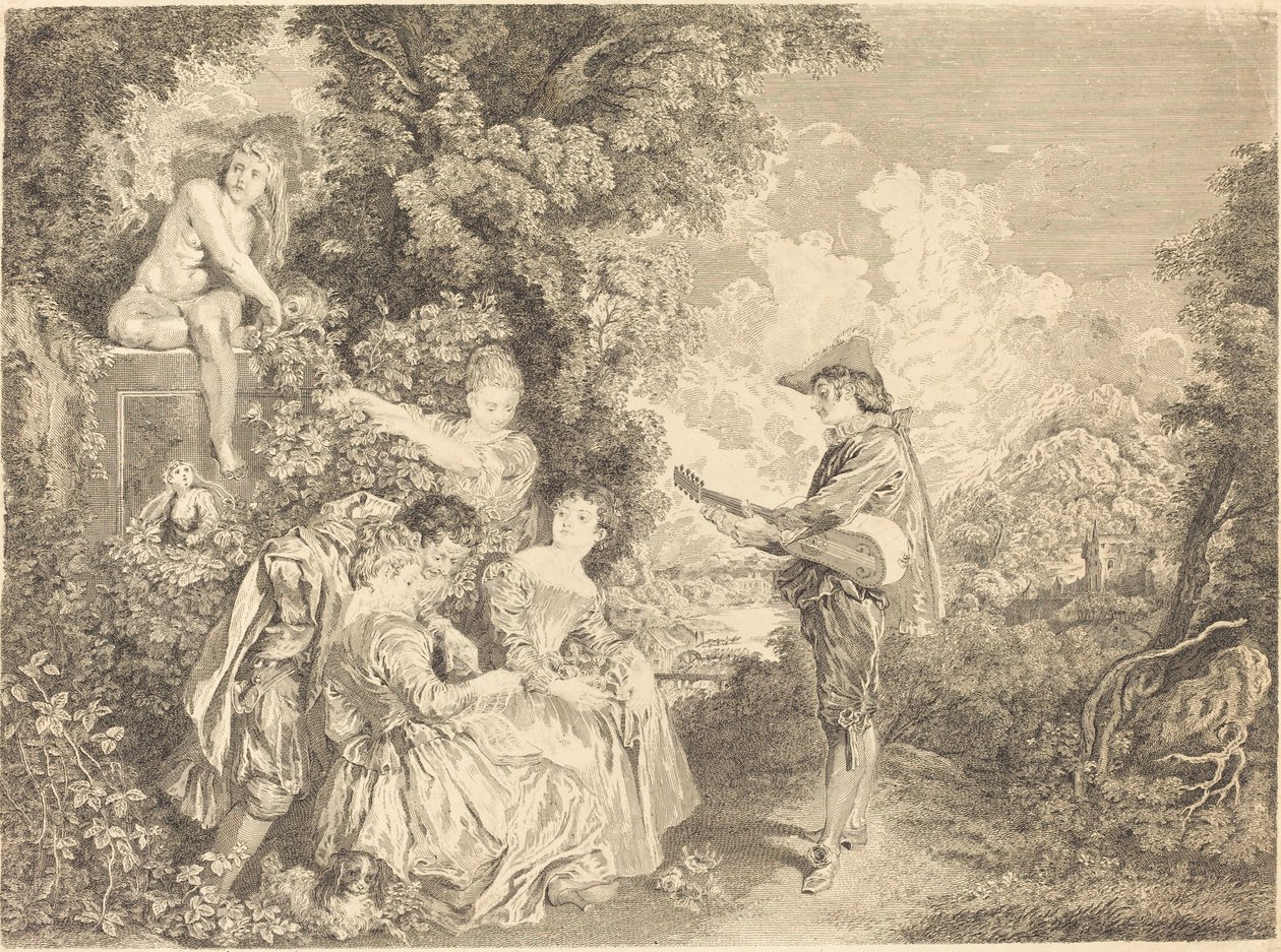 Lesson of Love by Charles Dupuis after Antoine Watteau
