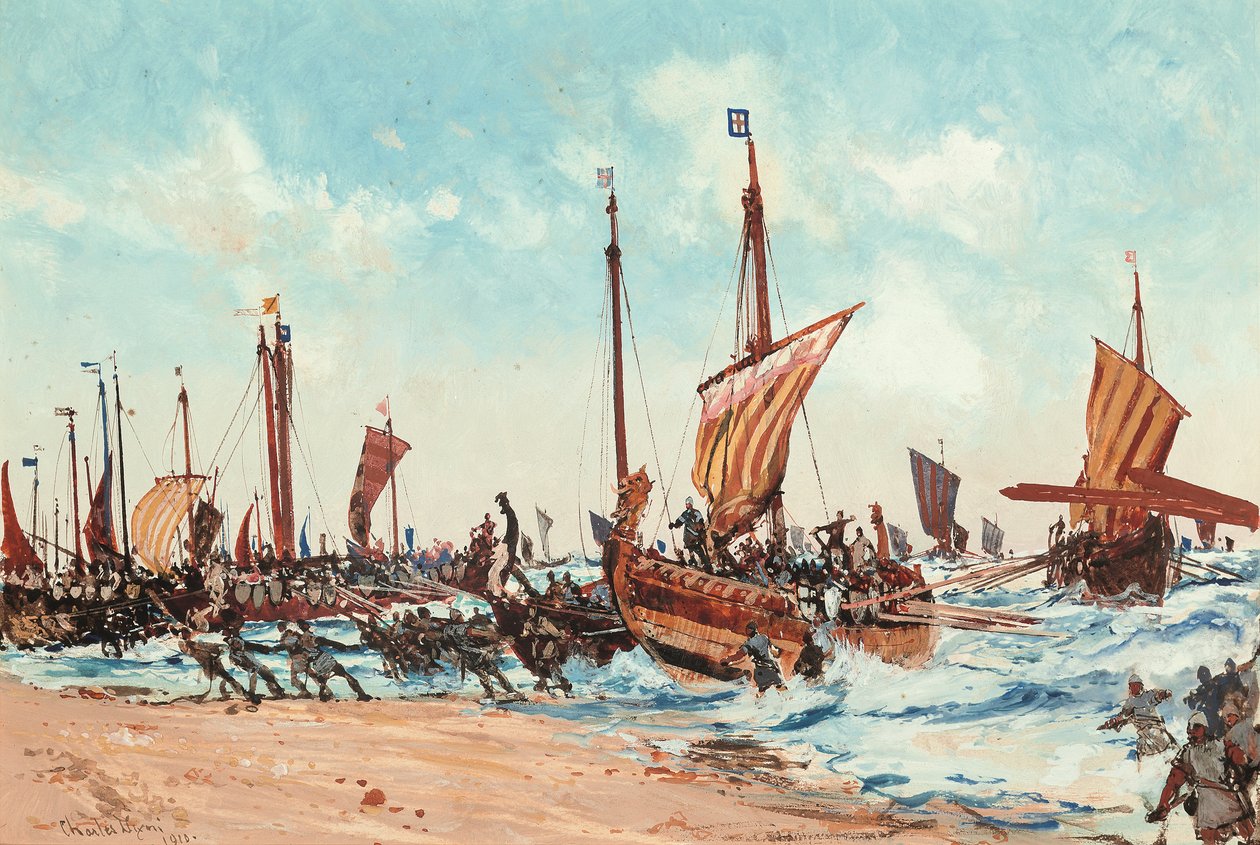 The Landing of William the Conqueror at Hastings, on 28 September 1066 by Charles Edward Dixon