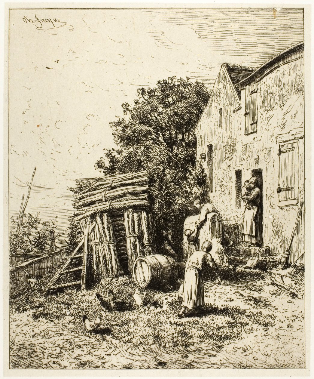 A Rustic Dwelling by Charles Emile Jacque