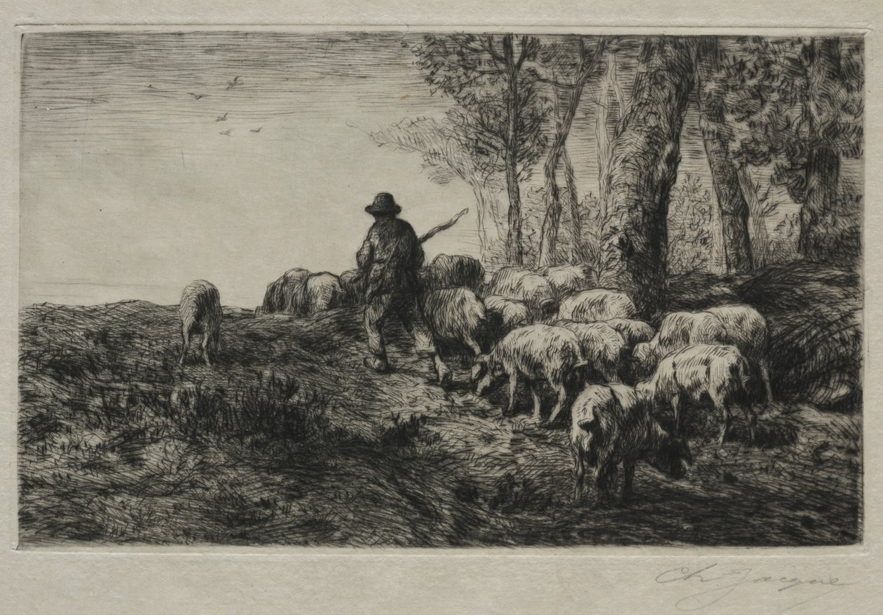 A Herd of Swine by Charles Emile Jacque