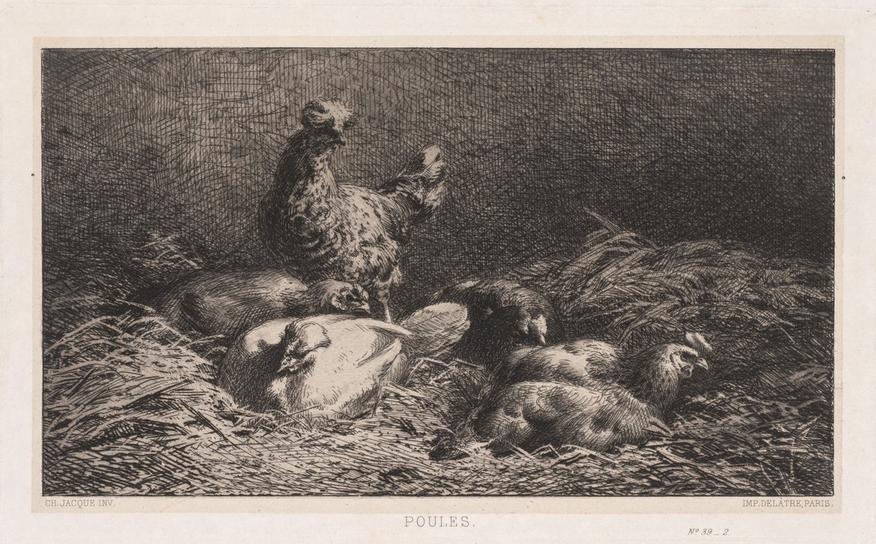 Chickens Poutes by Charles Emile Jacque