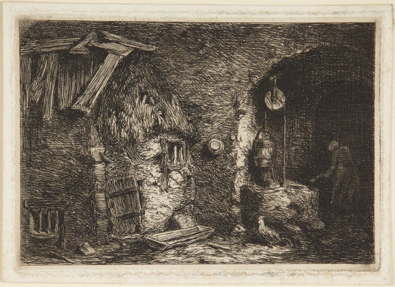 Cottage Interior by Charles Emile Jacque