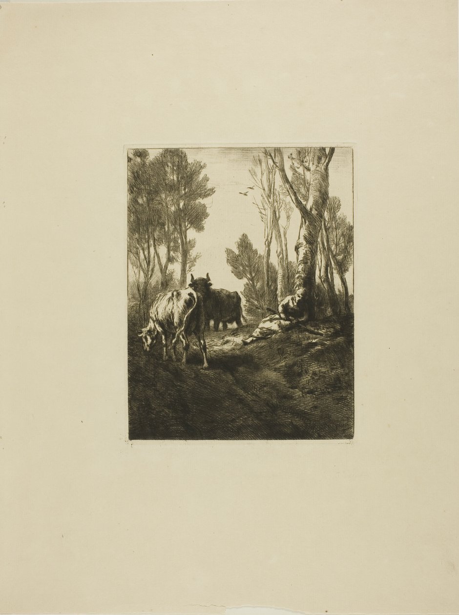 Cowherd by Charles Emile Jacque