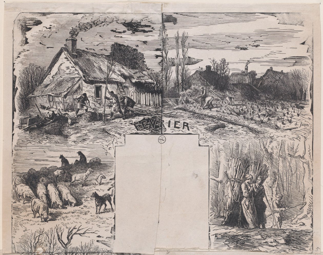 February from Album of Rustic Subjects by Charles Emile Jacque