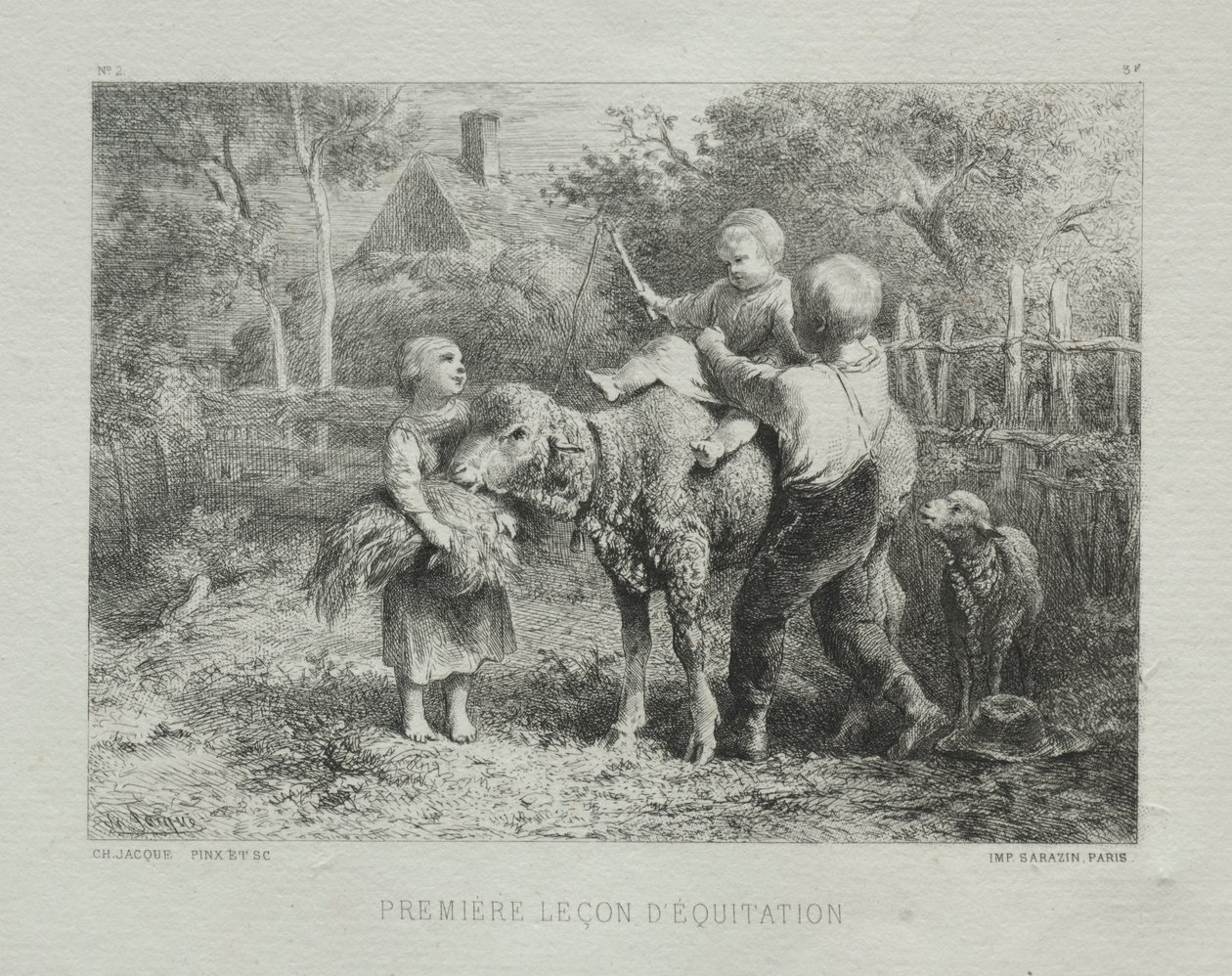 First Riding Lesson by Charles Emile Jacque