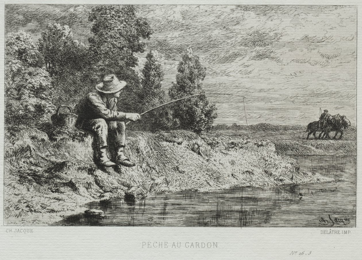 Fishing by Charles Emile Jacque