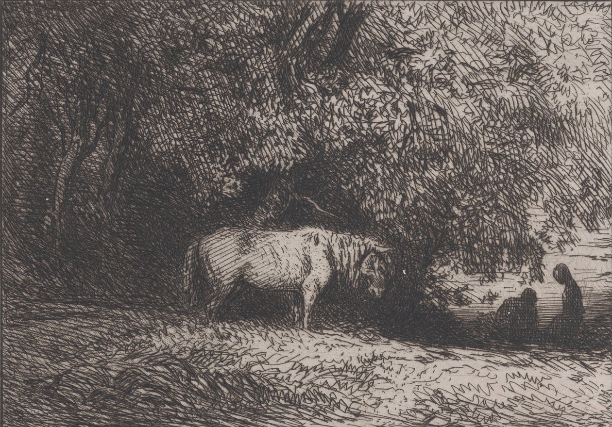 Horse Under a Tree Branch, 1846 by Charles Emile Jacque
