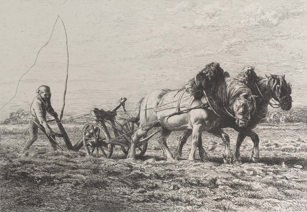 Plowing by Charles Emile Jacque