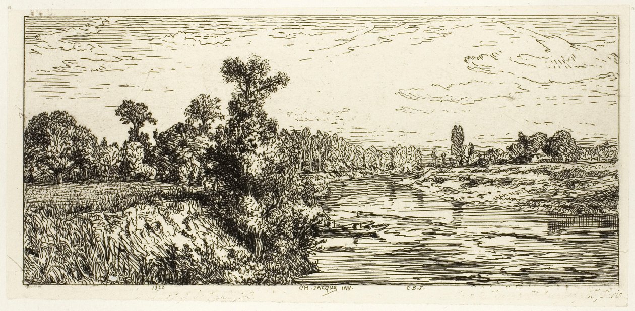 The Isle of Aligre, with Two Boats by Charles Emile Jacque