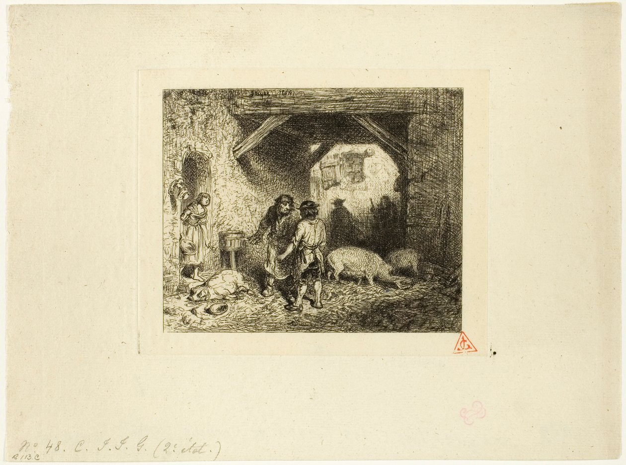 The Pig Slaughterers by Charles Emile Jacque