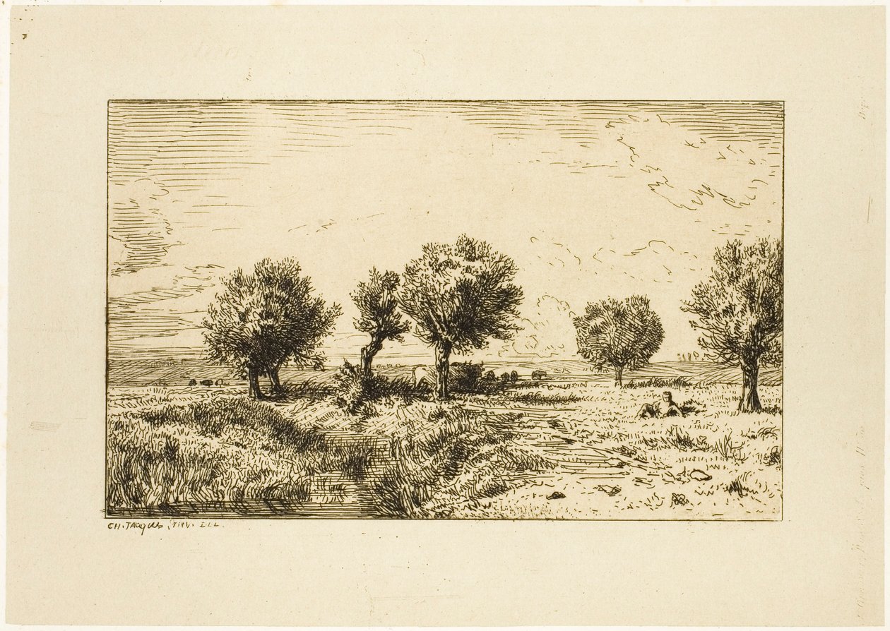 Willows in a Landscape by Charles Emile Jacque