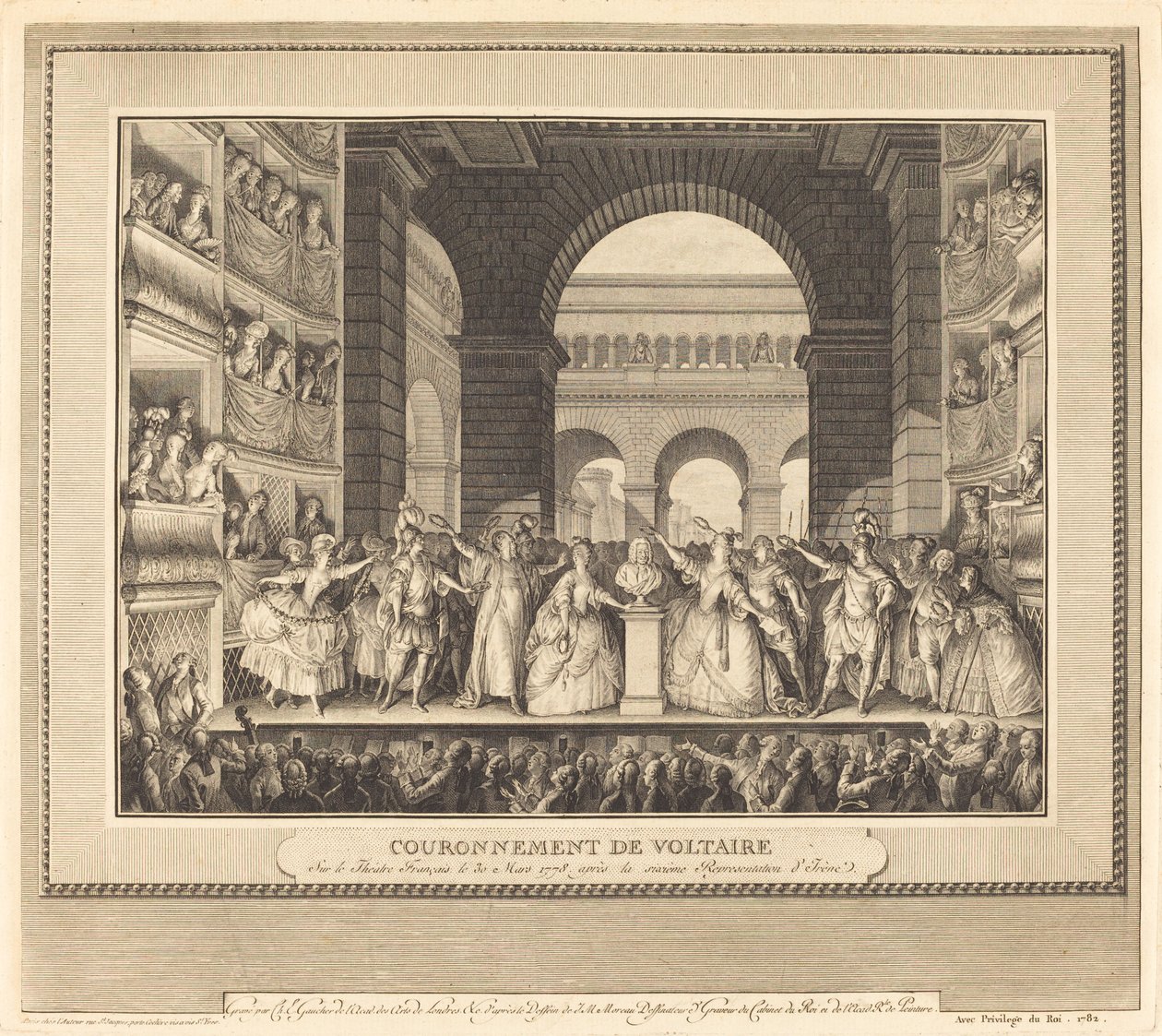 The Crowning of Voltaire by Charles Etienne Gaucher after Jean Michel Moreau
