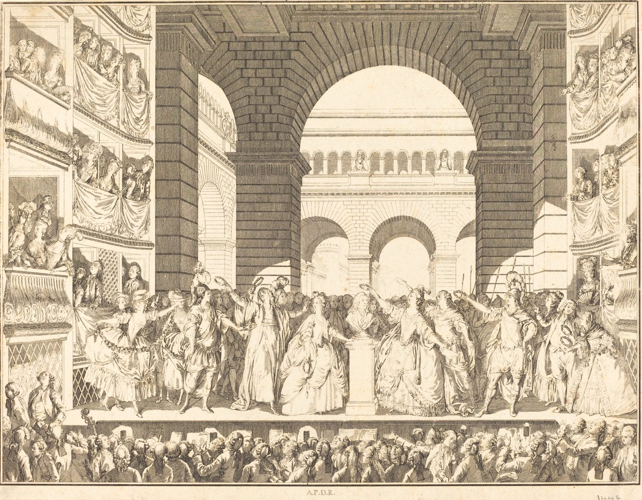 The Crowning of Voltaire by Charles Etienne Gaucher after Jean Michel Moreau