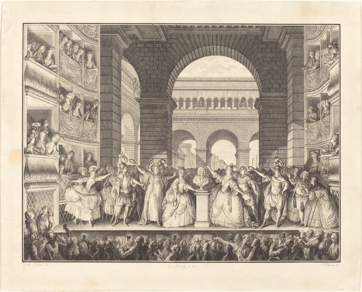 The Crowning of Voltaire by Charles Etienne Gaucher after Jean Michel Moreau