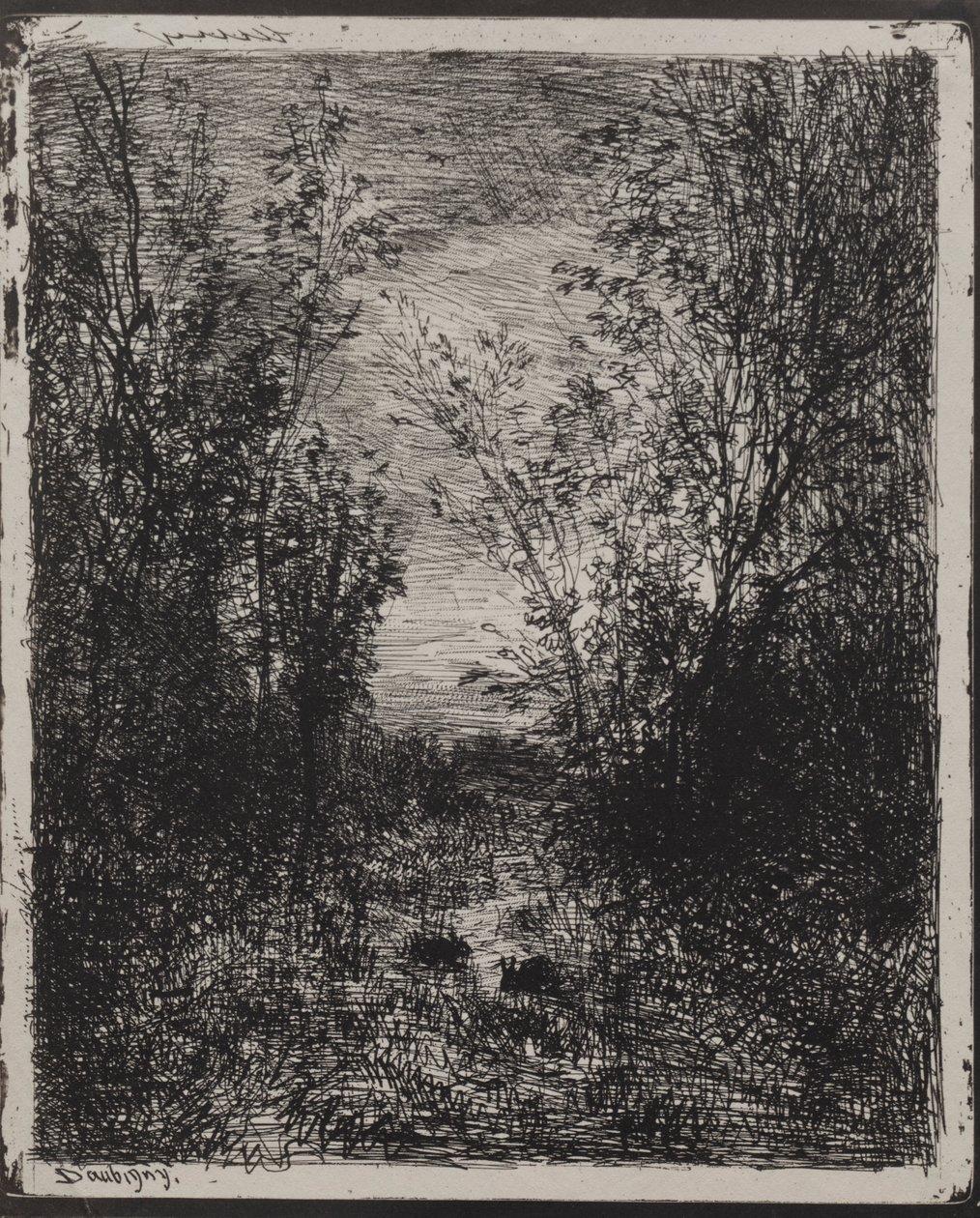 A Stream in a Glade, Original Impression 1862, Printed in 1921 by Charles Francois Daubigny