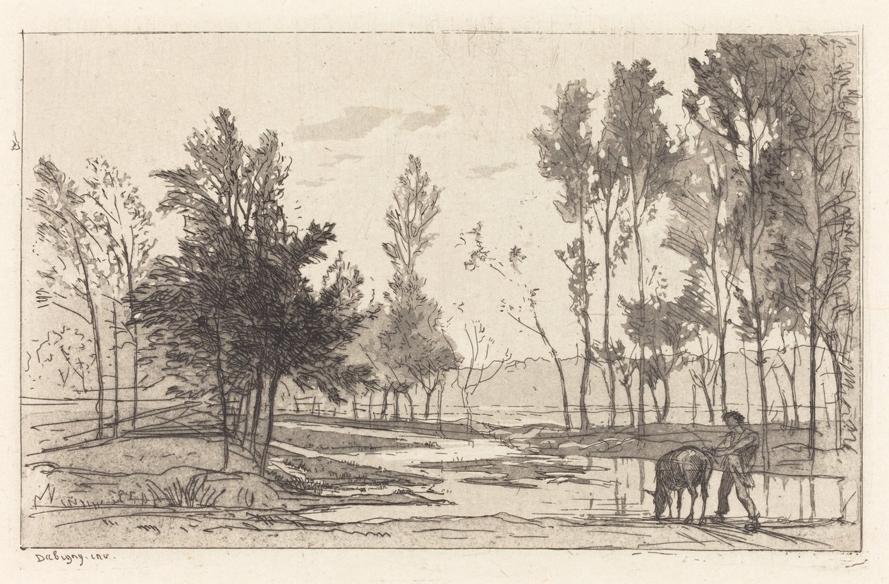 Donkey at a Watering Place by Charles Francois Daubigny