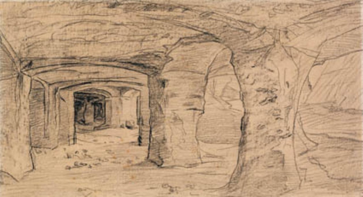 Rock Vaults in the Quarry at Auvers-sur-Oise by Charles Francois Daubigny