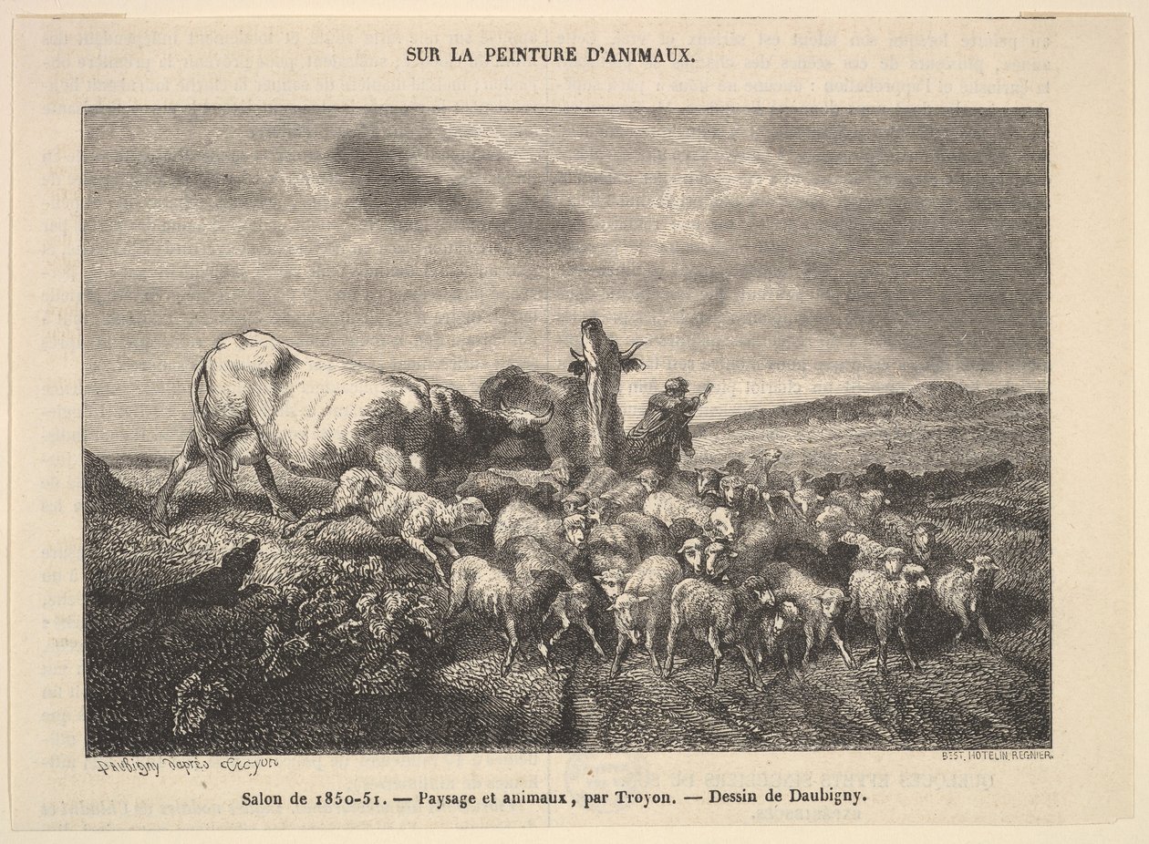 Landscape and Animals by Charles Francois Daubigny