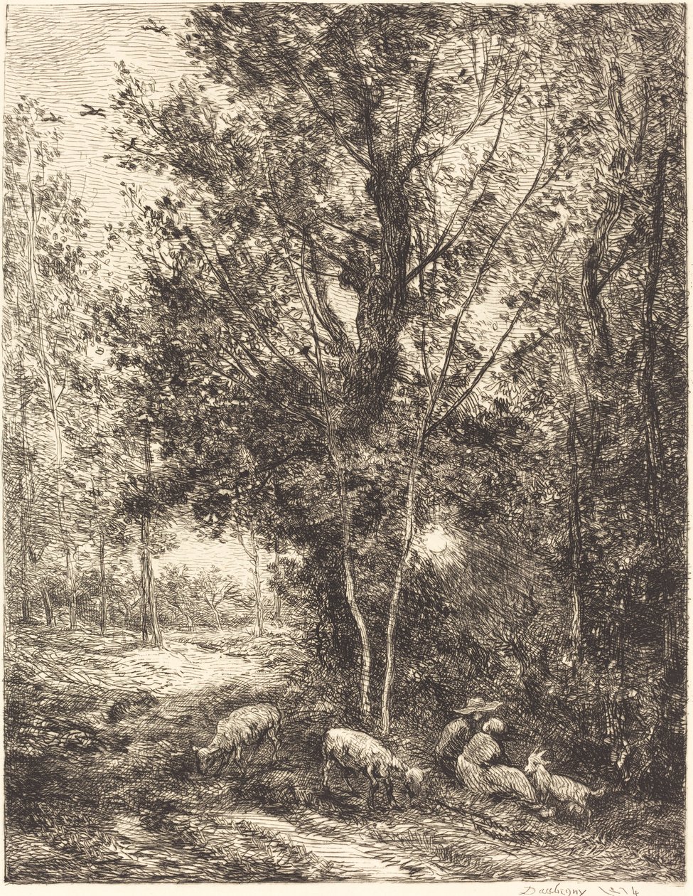 Shepherd and Shepherdess by Charles Francois Daubigny