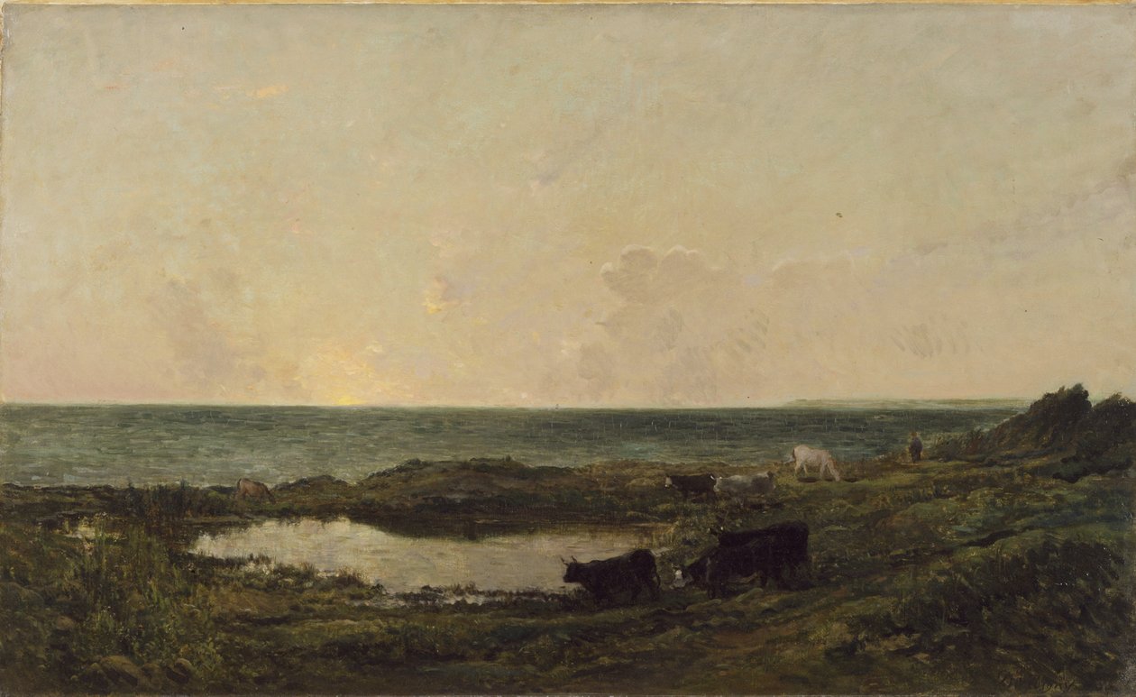 Sunset on the Coast at Villerville by Charles Francois Daubigny