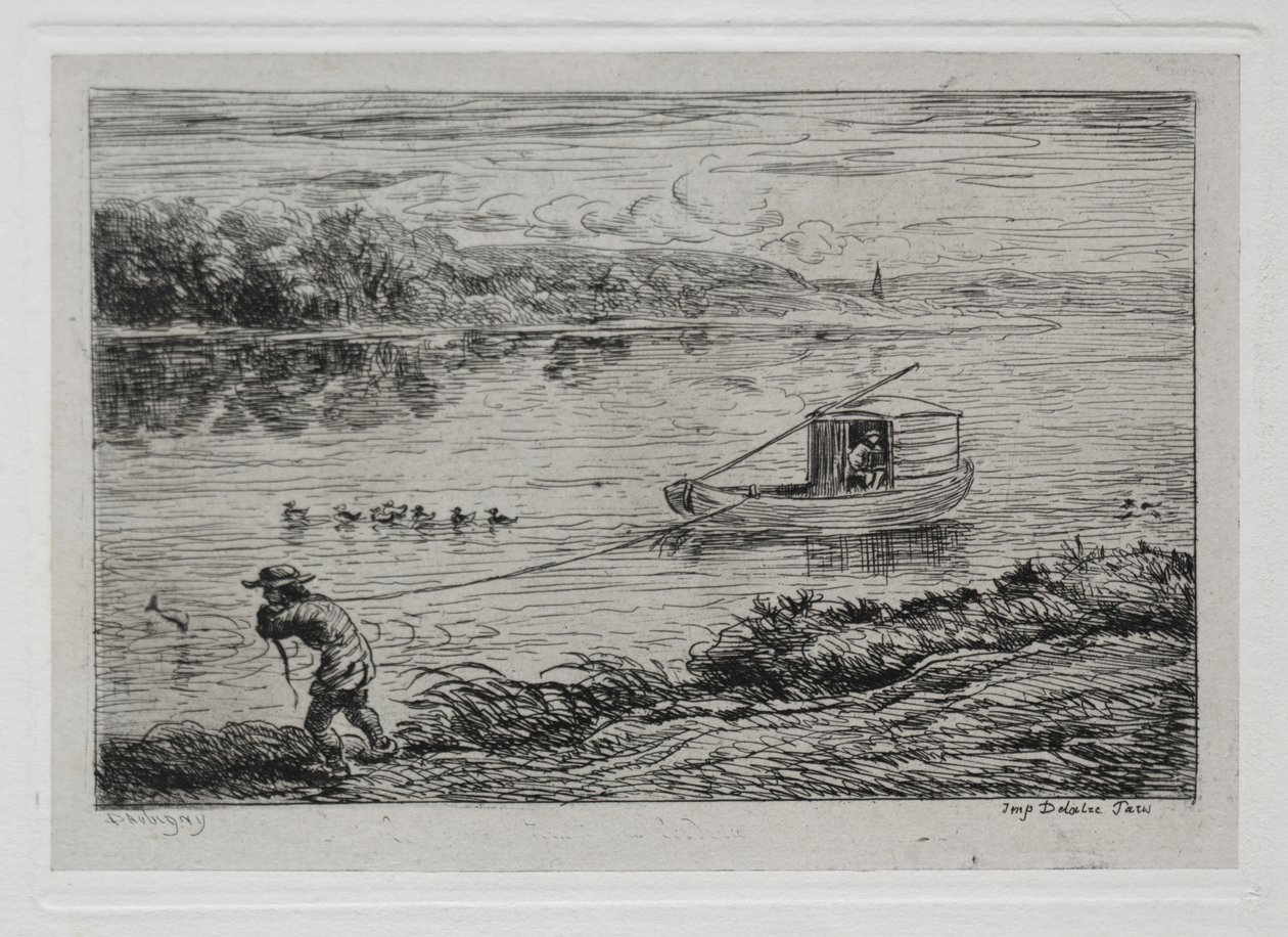 The Boat Trip: Cabin Boy Hauling the Tow-Rope or Hauling by Rope by Charles Francois Daubigny