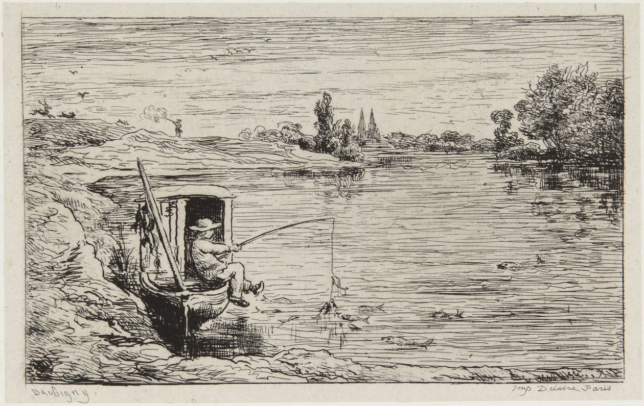 The Cabin Boy Fishing by Charles Francois Daubigny