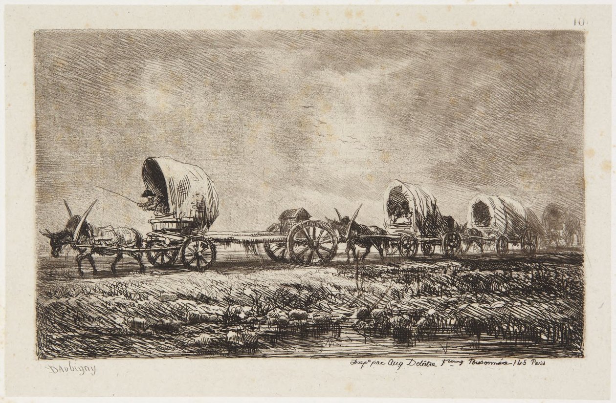 The Wagons (Delteil 76) by Charles Francois Daubigny