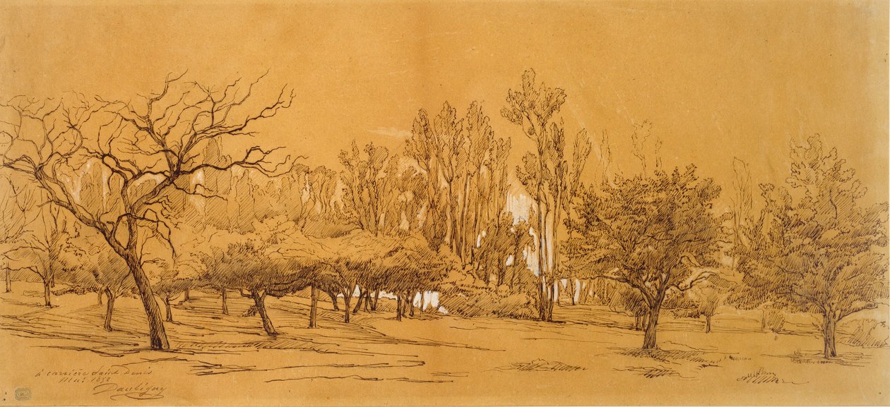 View of an Orchard at Saint-Denis by Charles Francois Daubigny