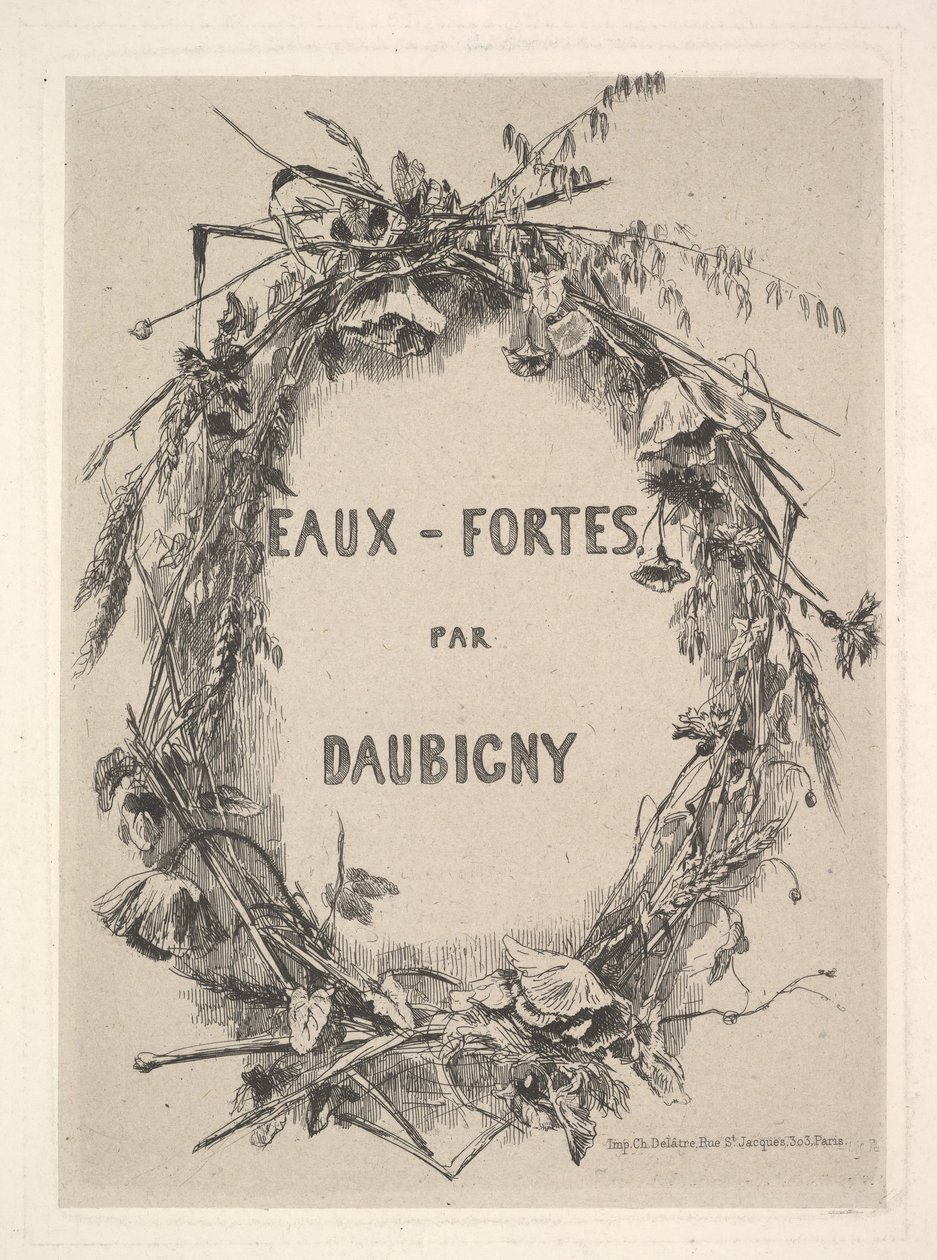 Wreath of Wildflowers, Title for Eaux-Fortes par Daubigny by Charles Francois Daubigny