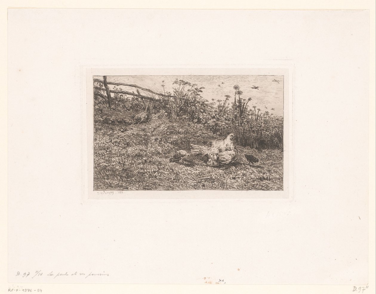 Hen with Chicks by Charles François Daubigny (attributed to)