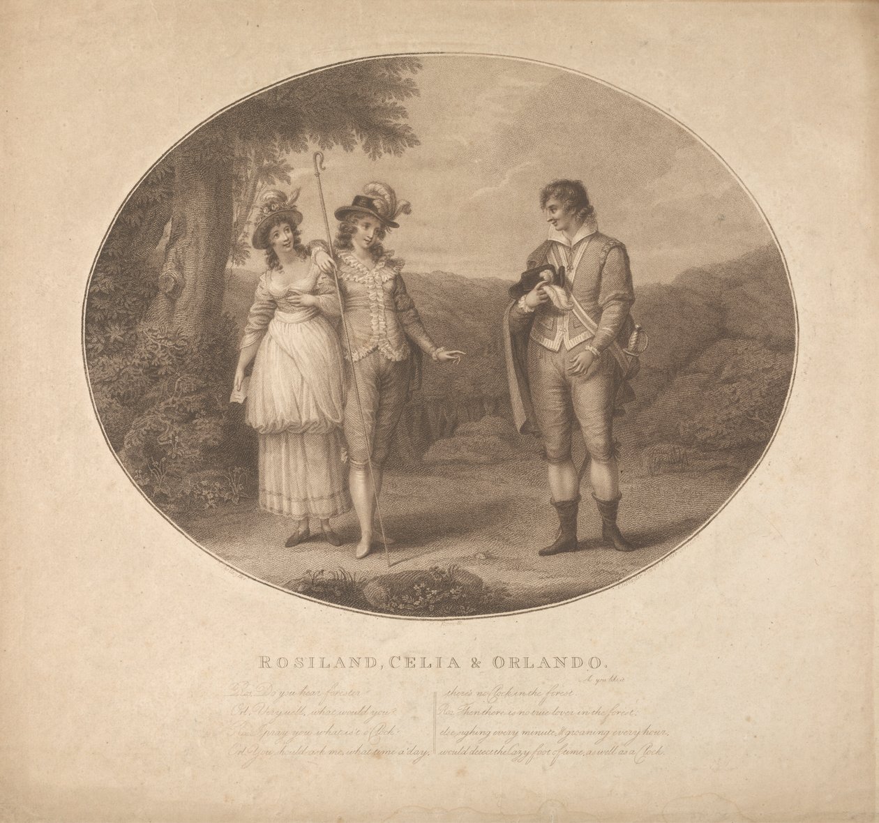 Rosalind, Celia and Orlando - "As You Like It", Act III, Scene II by Charles Gauthier Playter