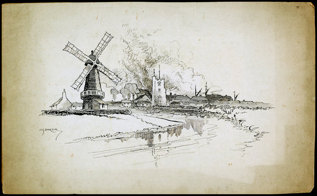 Wellington Windmill, Barking, Greater London by Charles George Harper