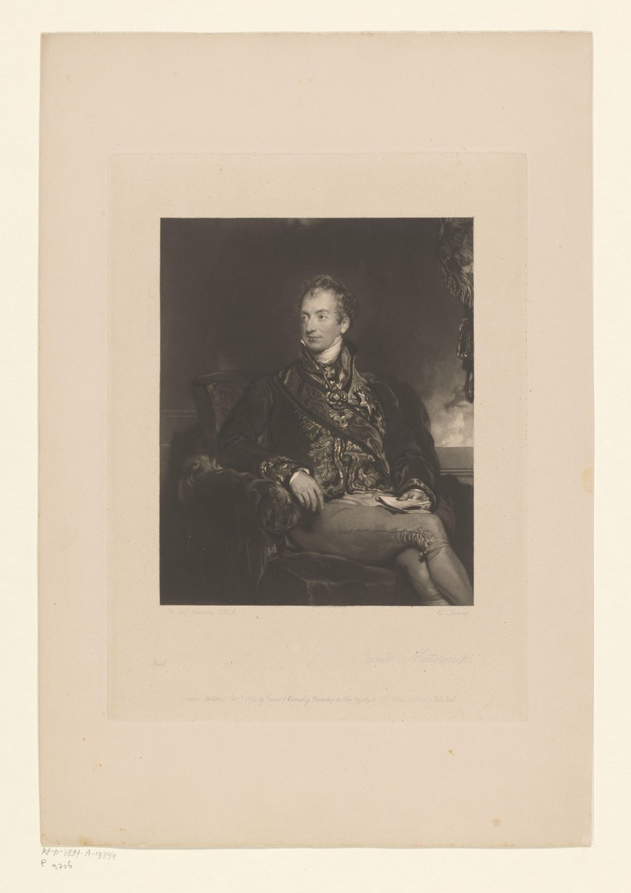 Portrait of Klemens von Metternich (title on object: Prince Metternich) by Charles George Lewis
