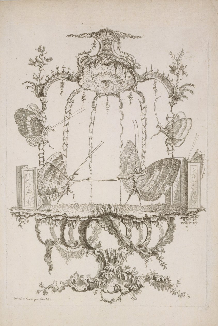 The Duel, from Essai de Papilloneries Humaines by Saint Aubin, ca. 1756-60 by Charles Germain de Saint Aubin
