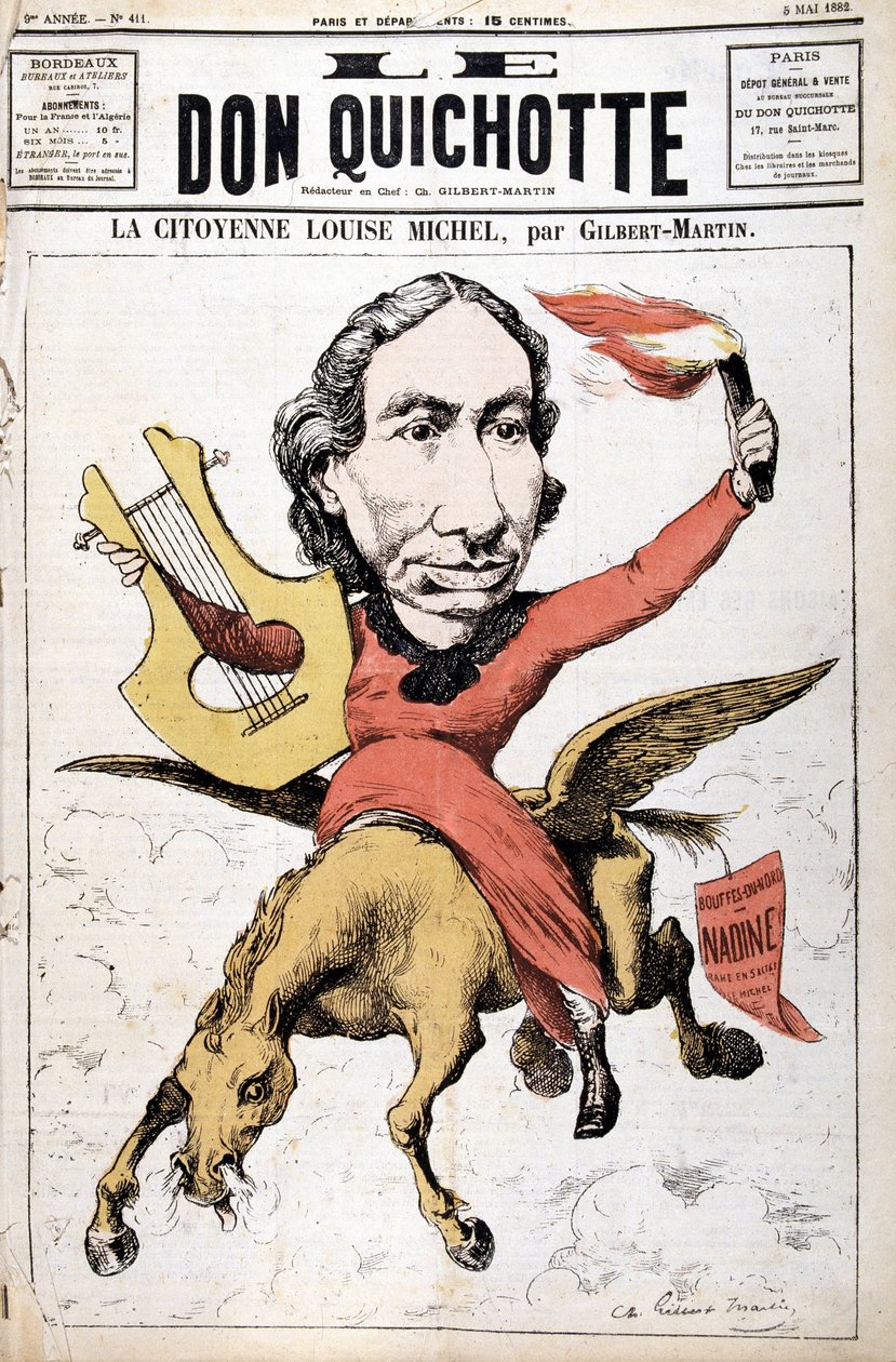 Cartoon of La Citoyenne Louise Michel - in “Le Don Quixote” from 05/05/1882 by Charles Gilbert Martin