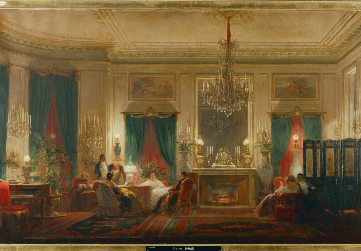 The Salon of Princess Mathilde, Daughter of King Jerome and Queen Catherine of Wuerttemberg, at the Rue de Courcelle in Paris by Charles Giraud