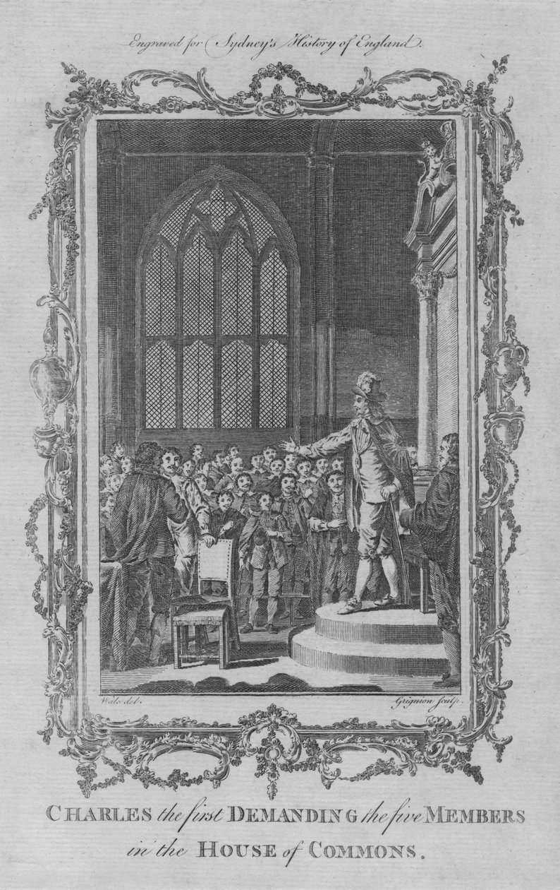 Charles I Demanding the Five Members in the House of Commons by Charles Grignion
