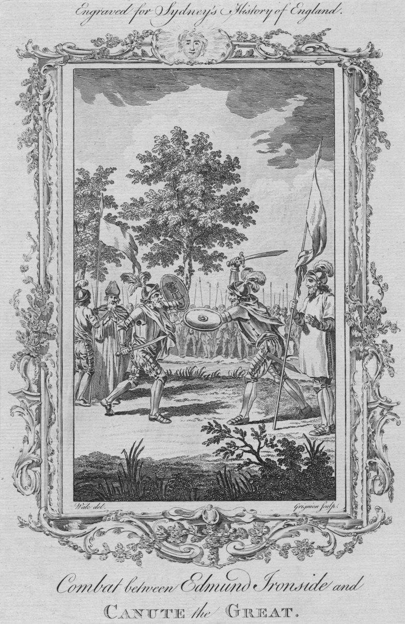 Combat between Edmund Ironside and Canute the Great by Charles Grignion