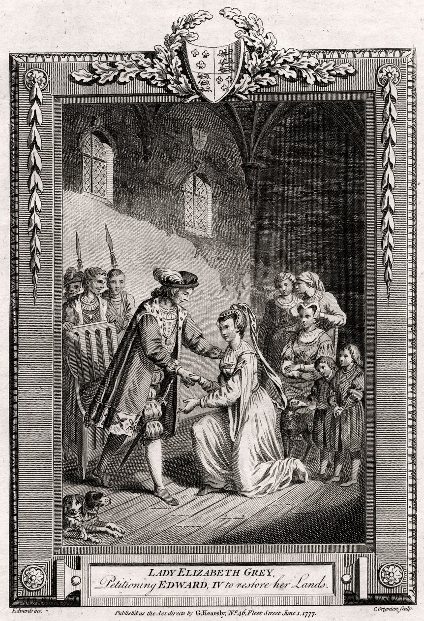 Lady Elizabeth Grey, petitioning Edward IV to restore her lands, 1777 by Charles Grignion
