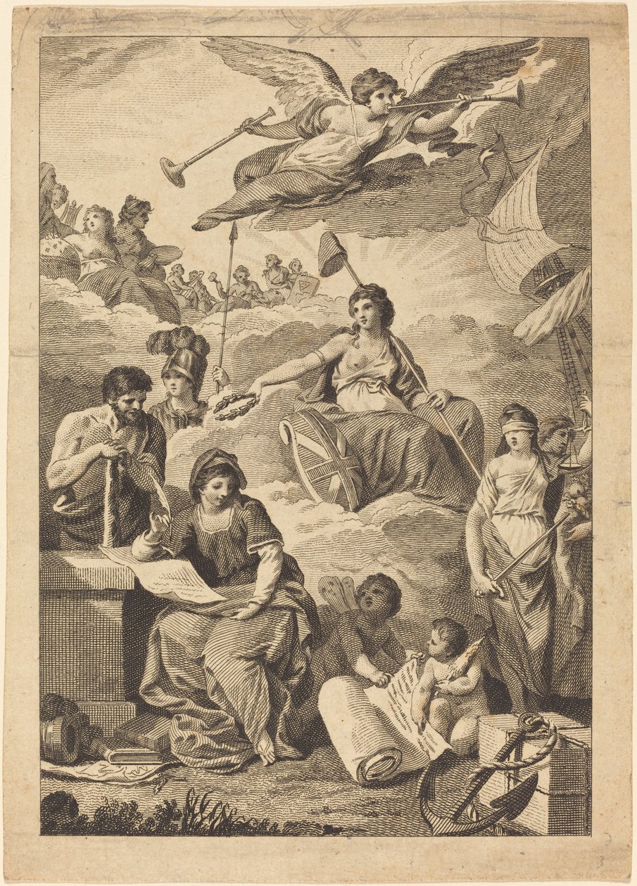 Britannia Crowning History by Charles Grignion, after Conrad Martin Metz